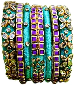 Neta Jewels Silk thread bangles multi colour for multi use for women/girls (Multi 20 4 cut, 2-8 Big size) (2-6)