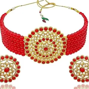 Gold Plated Choker Necklace Set with earring for Women and Girls