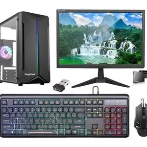 Desktop Computer Set, i5 3400, 16GB RAM, 500GB SSD, 2GB Graphics Card, 19-inch HD LED Monitor, RGB Keyboard Mouse, Sound Bar, Windows 10 (16-500-2GB)