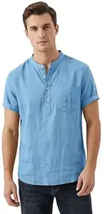 OM DESIGNER Stylish Men’s Cotton Short Kurta Regular Fit Half Sleeves Solid Traditional Casual Wear with Front Pocket Lightweight Summer Comfort for Men