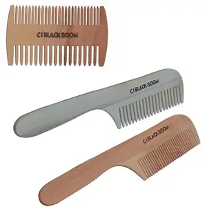 C I Black Boom Neem Wooden Hair Comb Healthy Haircare For Men & Women | Co1, Co2 and Co3