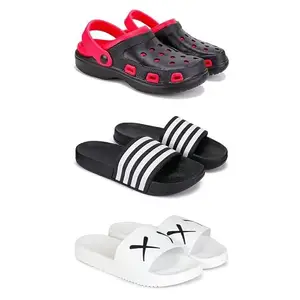 Lightweight Classic Clogs || Sandals with Slider Adjustable Back Strap for Men-Combo(3)-3017-3024-3029-8 White