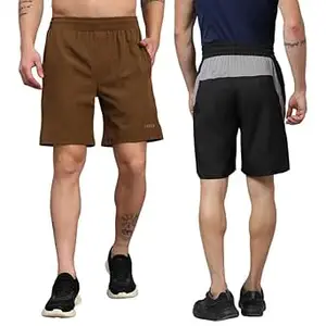 ATICX Polyester Shorts for Men - Quick Dry Lightweight with Zipper Pockets - Gym, Running, Jogging, Training Half Pants for Basketball, Swimming, Badminton, Cycling, Football, Outdoor & Home Wear