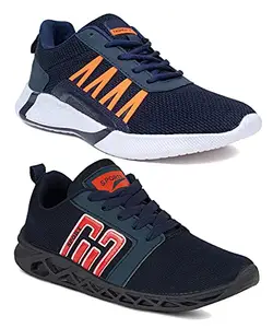 Axter Men's (9346-9312) Multicolor Casual Sports Running Shoes 8 UK (Set of 2 Pair)