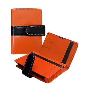 ABYS Genuine Leather Orange Credit/Debit/ATM Card Holder Wallet for Men & Women