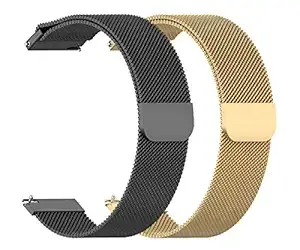 AONES 20mm Pack of 2 Magnetic Loop Watch Strap Compatible for Helix Timex Smart Metal Fit Watch Strap