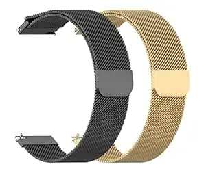 AONES 20mm Pack of 2 Magnetic Loop Watch Strap Compatible for Skagen Falster Skt5000 Watch Strap