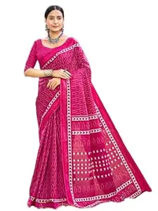 GLORIOUS LIFESTYLE Mul Mul Cotton Saree for Women | Traditional Patola Print Casual Wear Saree | Soft Lightweight Cotton Saree with Unstitched Blouse Piece