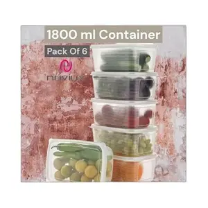 Fridge Storage Containers (Pack of 6), Fridge Organizer Storage Box & Secure-Sealing Lids, Fridge Storage Boxes Keep Fruits, |Design - 3358 Refrigerator Organizers