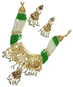 Rajputi Traditonal Maradi Green Colour Necklace For Women By T TRADERS II Chik- 1166