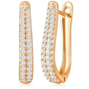 Peora Gold Plated Cubic Zirconia Studded Fancy Hoop Earrings Classic Fashion Jewellery for Women