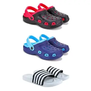 DRACKFOOT-Lightweight Classic Clogs || Sandals with Slider Adjustable Back Strap for Men-Combo(3)-3017-3019-3026-7 White