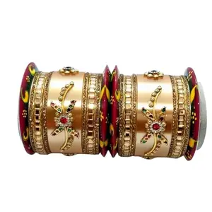 AAPESHWAR Plastic Beautiful Traitional Chudas/Bangle Set for Women and Girls (Multicolor, 2.8) (Pack of 18) (BGG4030)