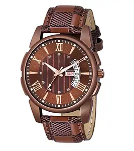 Niyati Nx Analogue Date Brown Dial Leather Strap Watch for Men and Boy