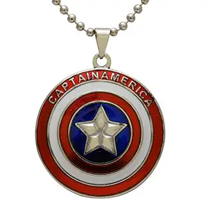 Memoir Stainless steel, Captain America Inspired round chain pendant necklace for Men