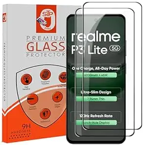 STP FEEL Premium Tempered Glass Screen Protector Guard Compatible For Realme P3 Lite 5G (6.67 Inch, Pack of 2) | Edge to Edge Coverage With Easy to installation kit for Smartphone