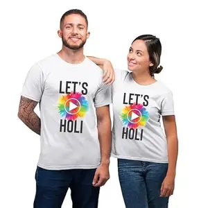 CHAMBYAL Holi Paint Splash Minimalist T-Shirt Combo Combo for Men and Women Size (L) White Colour Pack of 2