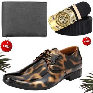 Relaxed Trendy Formal Shoes/Party Shoes/Shoes Combo with Free Wallet & Belt for Men and Boys (BAZAAR4084_VTOR-BLK-101) Multicolor