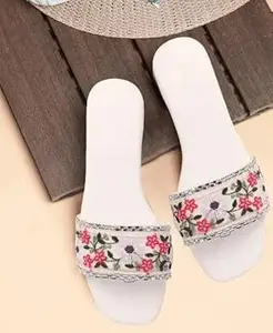 Rehan Traders Stylish Women's Pair Of Embroidered & Embellished Flat Fashion Sandals| Comfortable, Lightweight, Anti Slip|SL_284