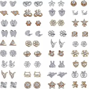 DENICRAAS Fancy Alegent look Silver Golden Earrings | Stylish Trending Earrings For Women And Girls (Set Of 36)