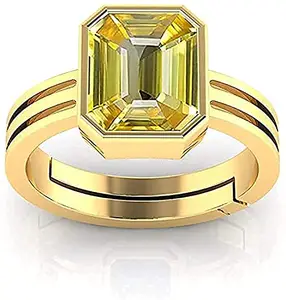SIDHARTH GEMS 12.25 Ratti 11.00 Carat Unheated Untreatet A+ Quality Natural Yellow Sapphire Pukhraj Gemstone Gold Plated Ring for Women's and Men's (Lab Certified)