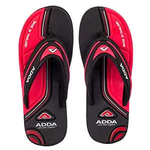 ADDA (LABEL) ADDA Men's Slipper (BLACK/RED, numeric_10)