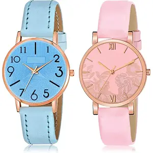 NEUTRON Stylish Analog Blue and Pink Color Dial Women Watch - GW56-G542 (Pack of 2)