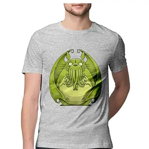 ALLEN BLACK - Totoro Cthulhu - My Neighbor Totoro Call of Cthulhu - Round Neck T-Shirt for Men - 100% Cotton & 100% Leviosa not Leviosaaa! Melange Grey, _TotoroCthulhu-MGREY-S-MENR_