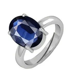 VKG GEMS 10.25 Ratti 9.35 Carat Blue Sapphire Stone Best Precious Unheated & Untreated Panchdhatu Adjustable Ring Stone Rashi Neelam Ratan Certified Loose Gemstone for Men and Women's(Lab-Tested)