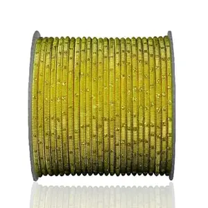 The Golden Cascade Lemon Yellow Color Metal Bangles Cutting Design Chudi for Women & Girl (2 Dozen) (Lemon Yellow, Medium 2-6)