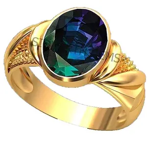 SIDHGEMS 5.25 Ratti 4.00 Carat Color Changing Alexandrite Ring Gold Plated Shinning Stone Ring Men and Women (GGTL Lab)