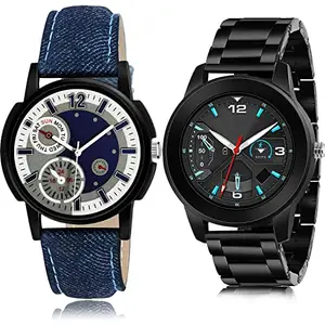 NIKOLA Stylish Analog Blue and Black Color Dial Men Watch - B662-(41-S-20) (Pack of 2)