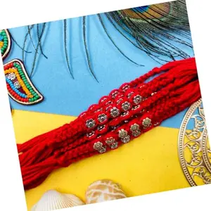Unisex Child Zaipoor Elegant Rakhi For Bhaiya And Siblings|On This Raksha Bandhan Celebration Ii Rakhi Combo Set, Roli Chawal, Fridge Magnet, Greeting Card (Pack Of 3)