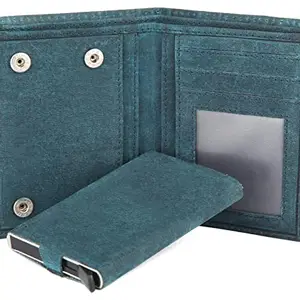 WildHorn RFID Protected Leather Wallet for Men, Blue Hunter