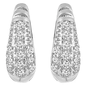 Peora Silver Plated Cubic Zirconia Studded Fancy Hoop Earrings Fashion Jewellery Gift for Girls & Women