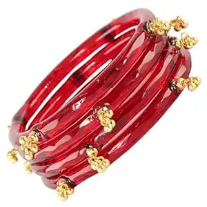 STYOLLO Crystal Kashmiri Ghungroo Glass Kada For Women & Girls | Viral Kada For Girls | Ethnic Traditional Kangan Jewelry | Wedding Festive Bridal Party | Trending Designer Fashion Gift - Set Of 4