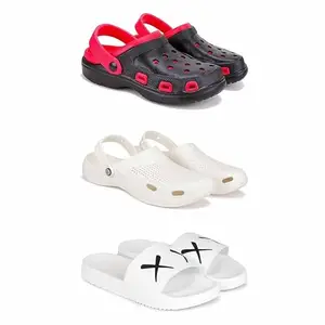 Lightweight Classic Clogs || Sandals with Slider Adjustable Back Strap for Men-Combo(3)-3017-3147-3029-9 White (COMBO(3)-3017-3147-3029-9__BZ)