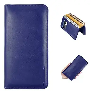 WHITBULL Multi Function Wallet Style Handmade Magnetic Mobile Pouch with Card & Cash Holder Slot Case for Mi Mix Fold - Blue