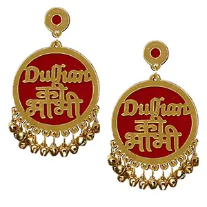 ARTATTENTION Acrylic Dulhan ki Bhabhi Earring, Wedding Earring For Women/Girls (Pink/Golden)