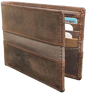 Men Brown Pure Leather RFID Wallet 8 Card Slot 2 Note Compartment Saiqa2105