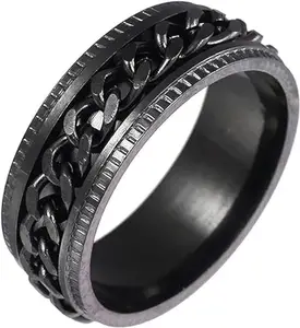 Rings for Men and Boys | Black Colored Rings for Men | Stainless Steel Tough Dude Chain Rings for Men | rotate ring for men (19)