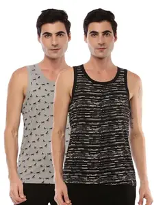 Force NXT Super Combed Cotton Mens Pack of 2 Tank Top Printed Vest Multicolour