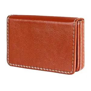 Saloni Tred Small Pocket-Sized ID, Credit-Debit Card Holder with Magnetic Shut Button for Men & Women - Tan WL613