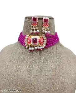 Latest Stylish Stone Studded Jewellery Set for Women |Festive Wedding Party Necklace Earrings|JS_203|
