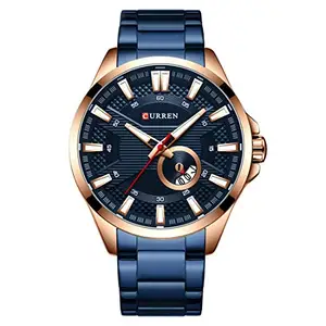 CURREN Stainless Steel Quartz Chronograph Analogue Blue Men Casual Wrist Watch Sport Watches CR-8372