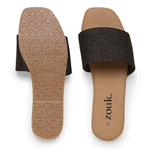 ZOUK Women's Handcrafted Vegan Leather Bristel Casual Flats Black (ZFCF-BR-38)