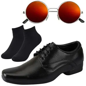 Vitoria l Men Black Lace Formal Shoes with Black Socks & Round Red/8