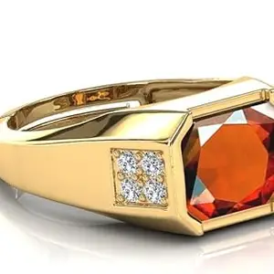 MBVGEMS 11.25 Ratti Certified gomed/garnet ring gold plated Handcrafted Finger Ring With Beautifull Stone hessonite ring
