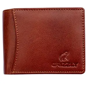 Grizzly Formal Leather Men's RFID Wallet Slim RFID Wallets for Men - Genuine Leather Front Pocket Trifold Wallet, Small(Two Tone)