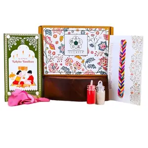 ULLASSA Rangbandhan Rakhi for Brother | Handmade Multicolor Cotton Thread Rakhi with Roli-Chawal & Raksha Bandhan Greeting Card | For Bhaiya, Bhabhi